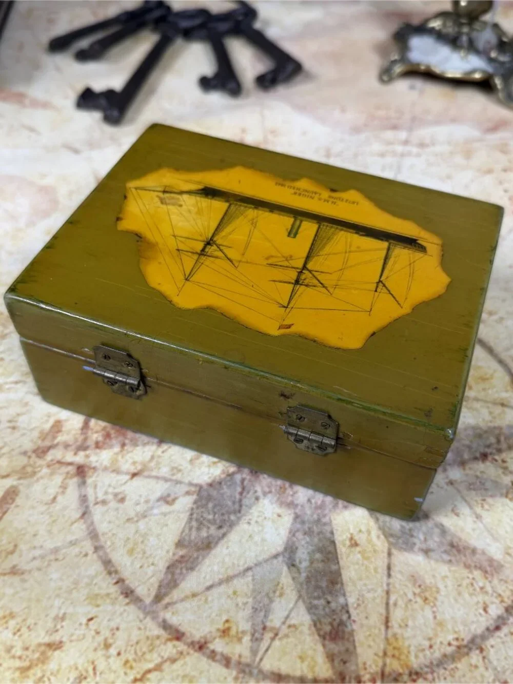 Vintage Nautical Decoupage Trinket Box | Maritime Keepsake Box